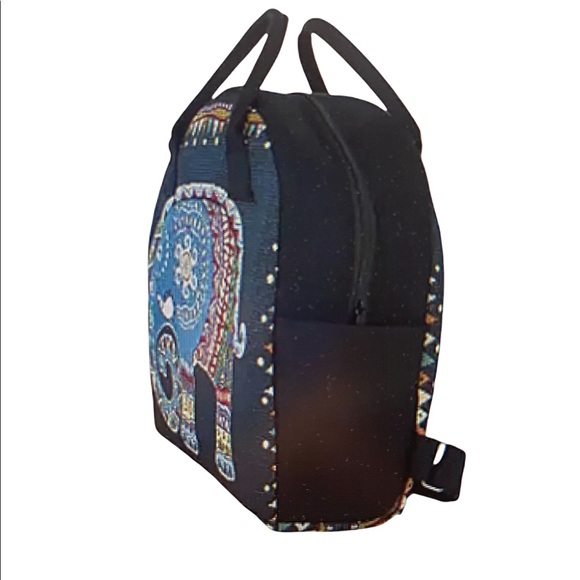 Multi-colored Thai Elephant cotton Backpack Handbag. One of a kind. - Picture 4 of 4